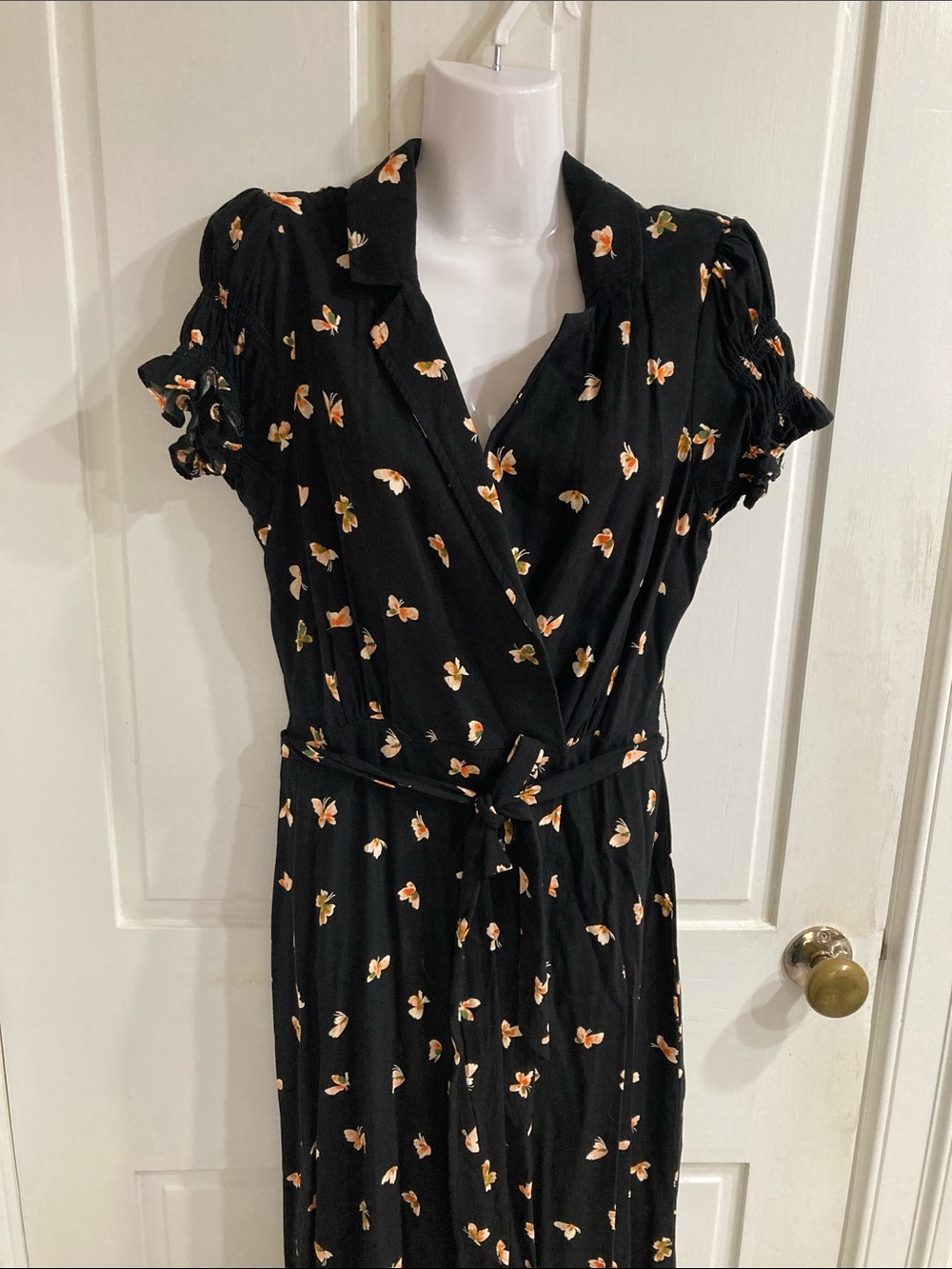 Urban Outfitters BlackButterflyWrap Dress with Tie Waist